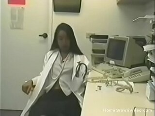 Asian nurse caught masturbating in her office with some toys